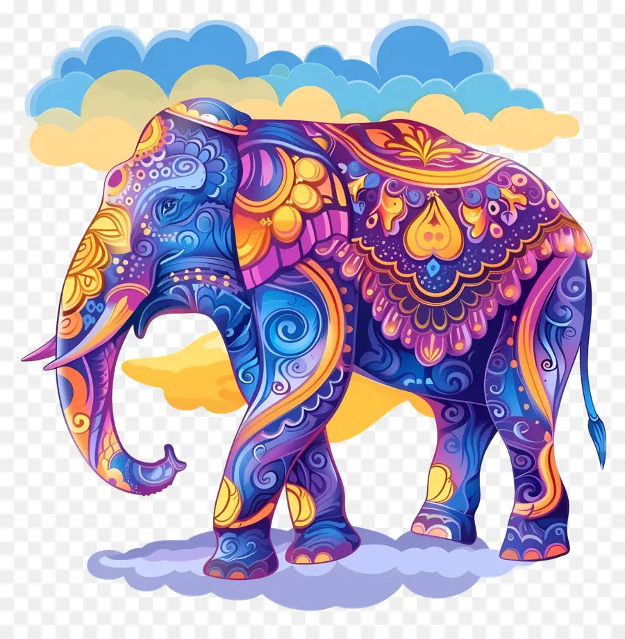 Elefante Indiano，Elefante Colorido PNG