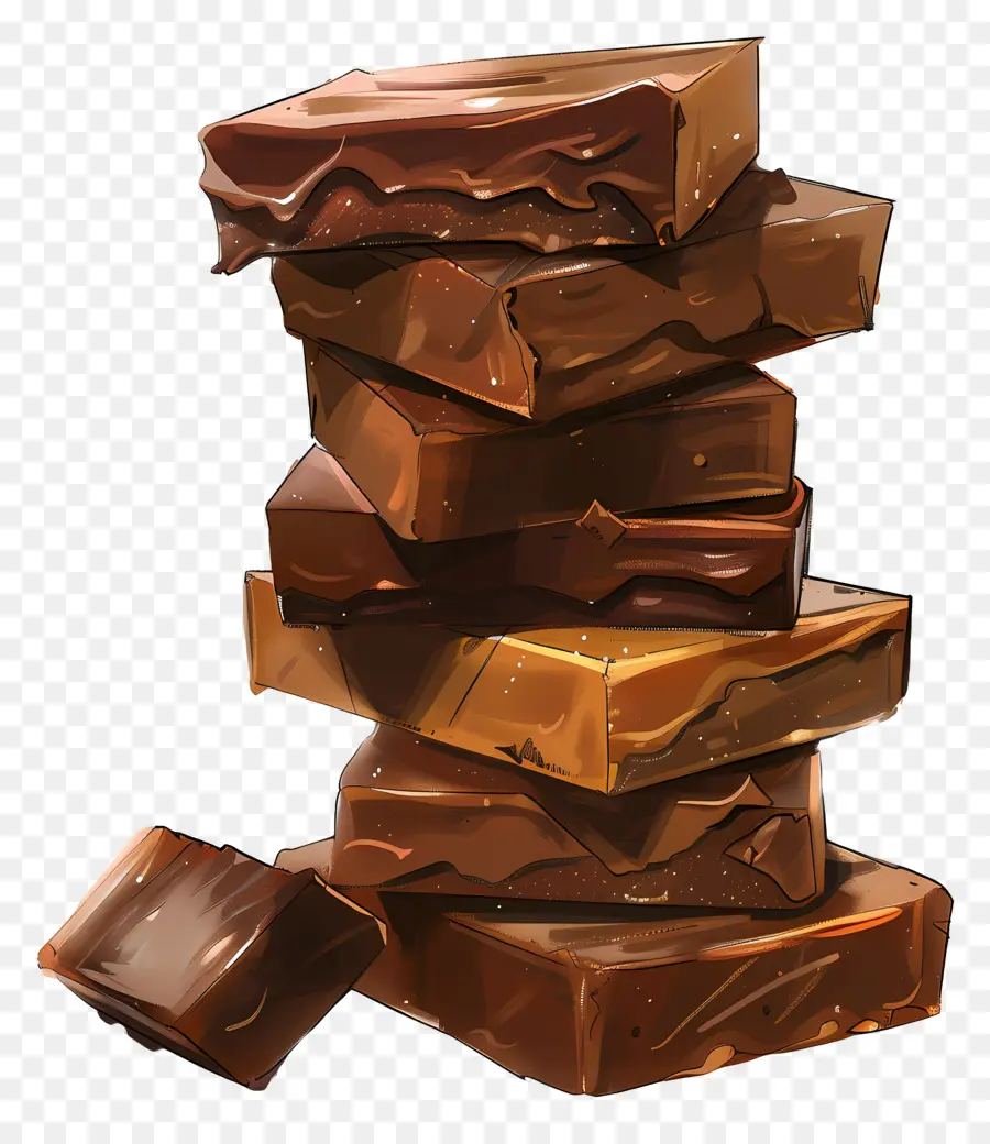 Pilha De Fudge，Barras De Chocolate PNG