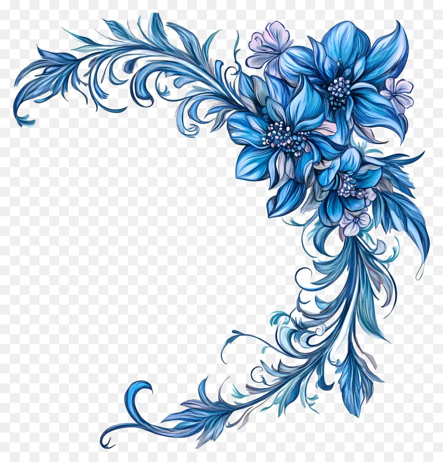 Canto，Desenho Floral Azul PNG