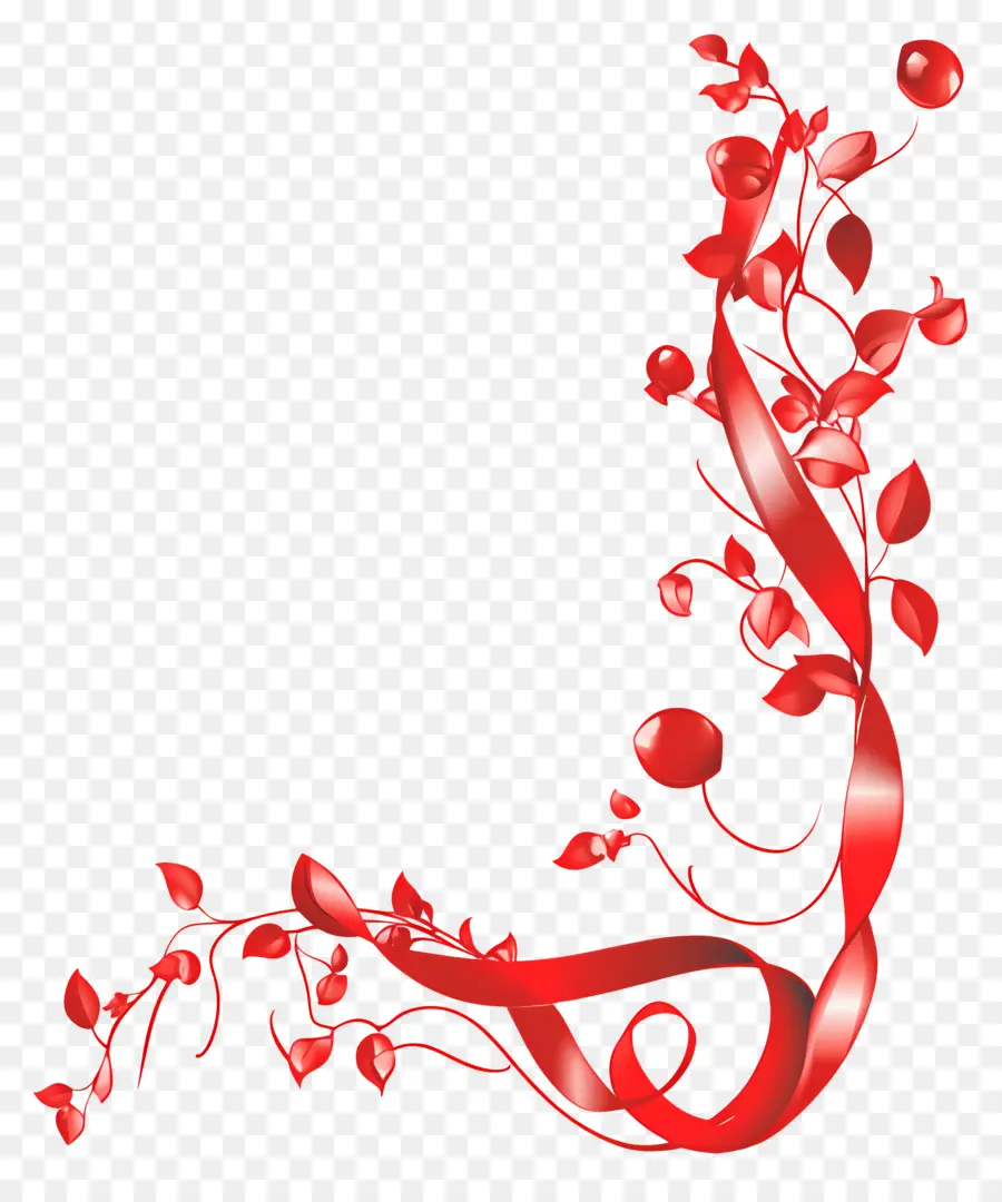 Canto Da Fita，Canto Floral Vermelho PNG