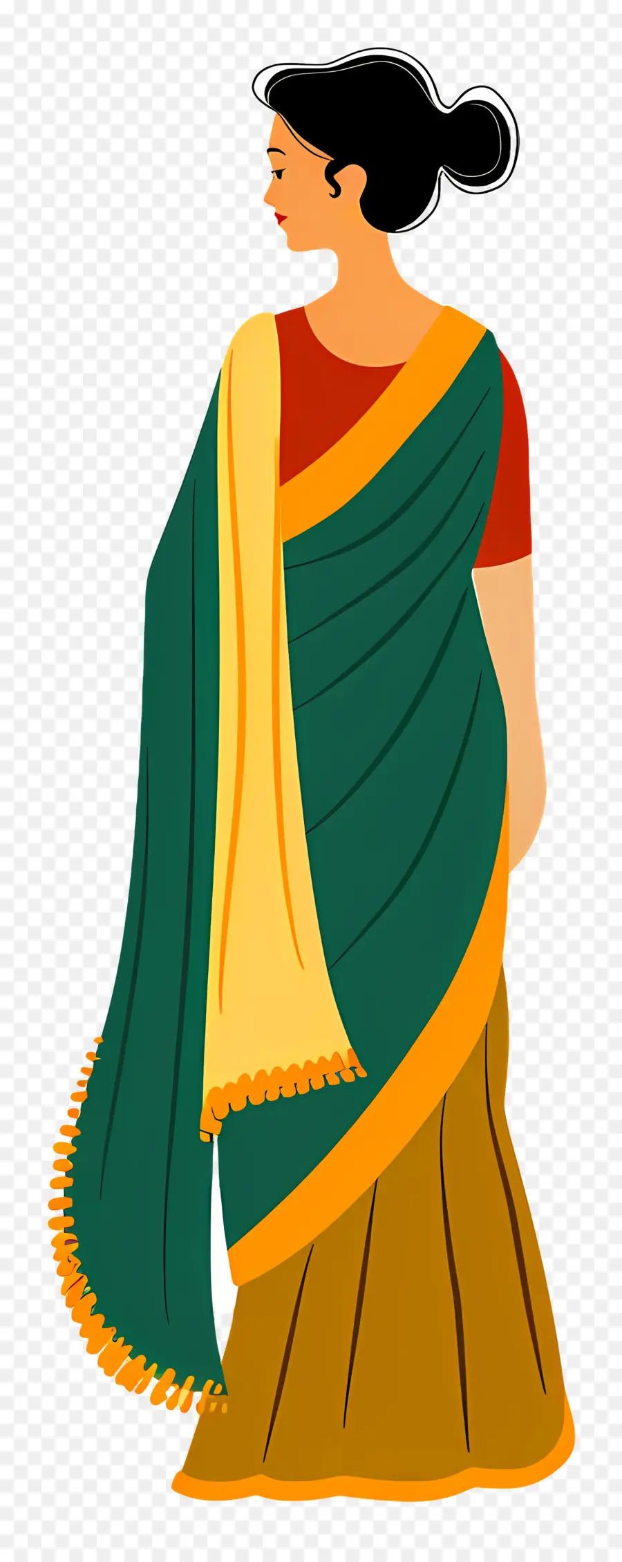 Mulher Em Saree，Mulher Em Saree Verde PNG