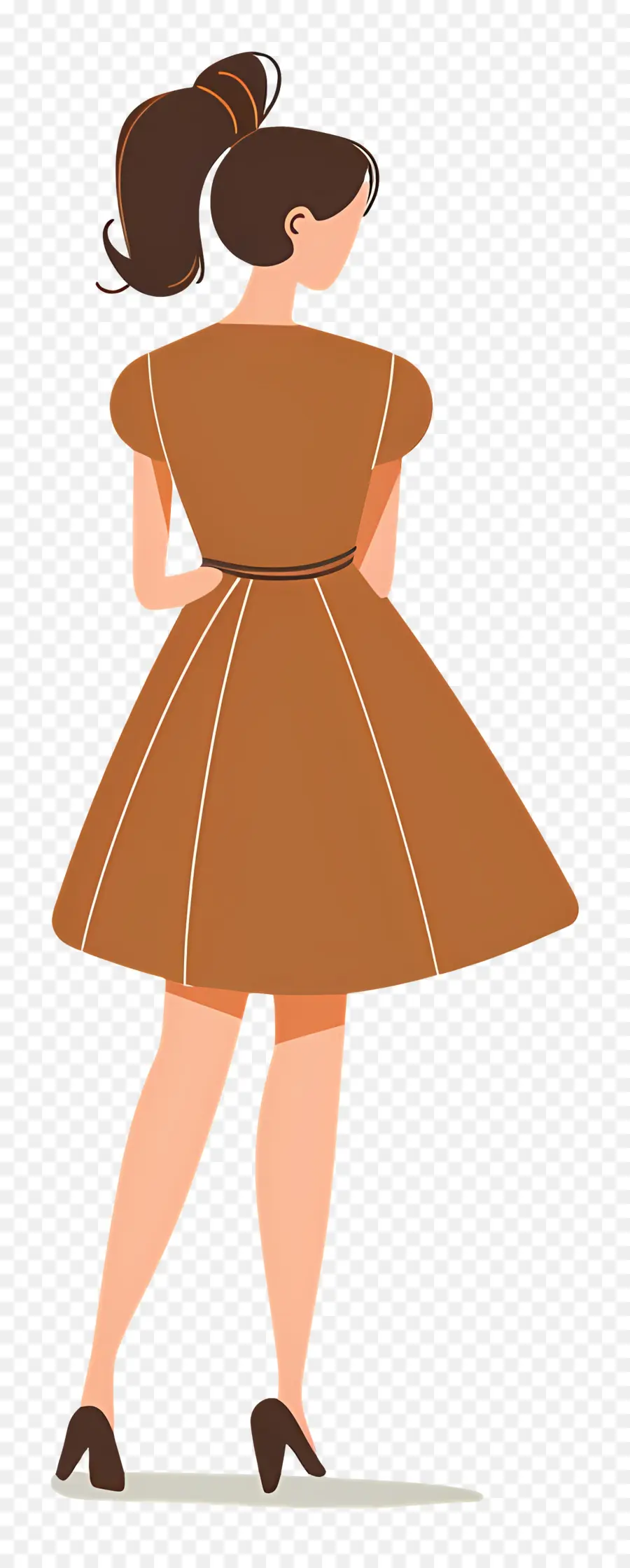 Mulher De Vestido，Vestido Marrom PNG