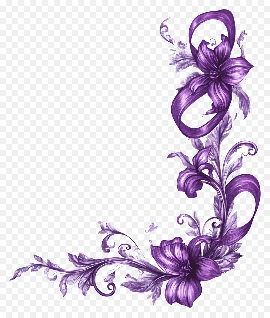 Roxo，Canto Floral Roxo PNG