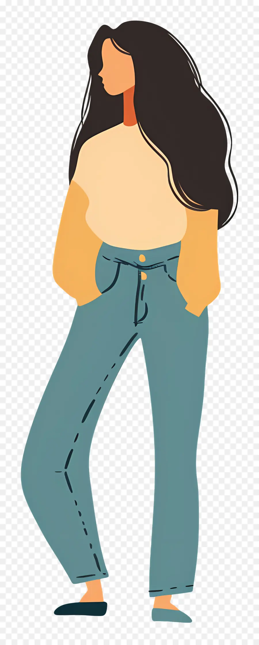 Mulher De Jeans，Mulher Com Roupas Casuais PNG