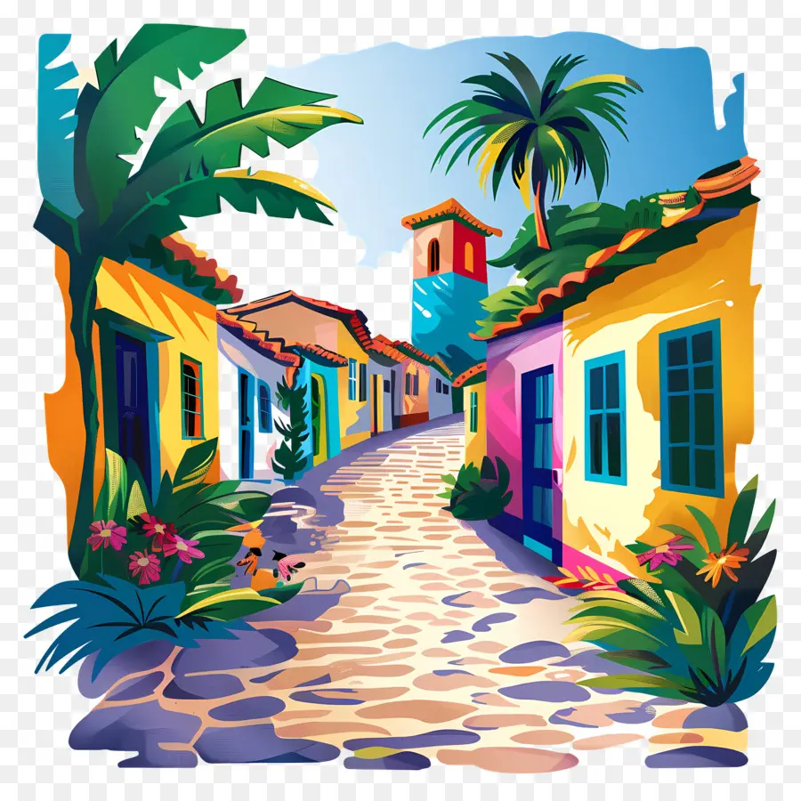 Rua Da Vila，Casas Coloridas PNG