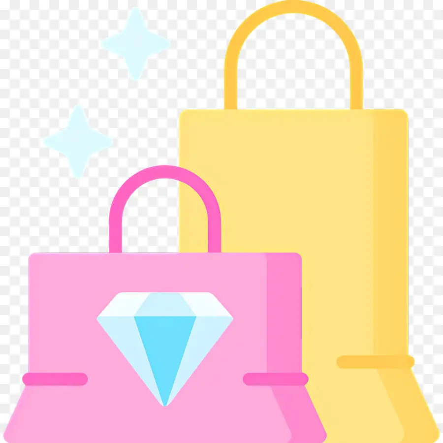 Sacola De Compras，Bolsas Rosa E Amarelas PNG