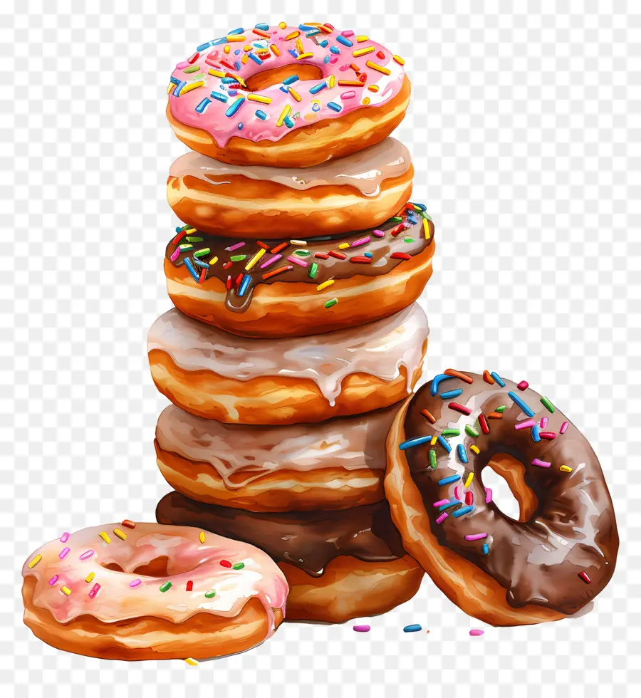 Pilha De Donuts，Rosquinhas De Chocolate PNG