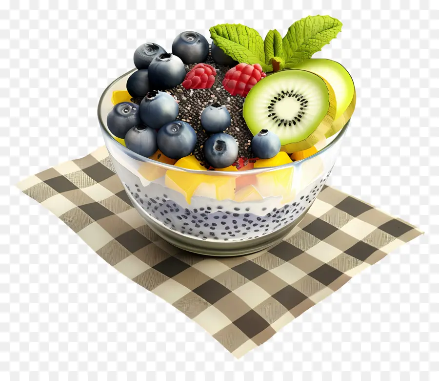 Tigela De Pudim De Chia，Salada De Frutas PNG