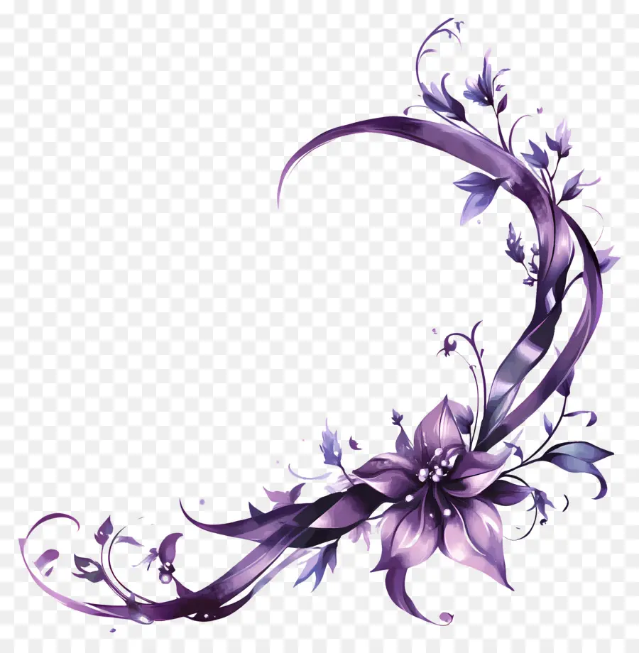 Roxo，Canto Floral Roxo PNG