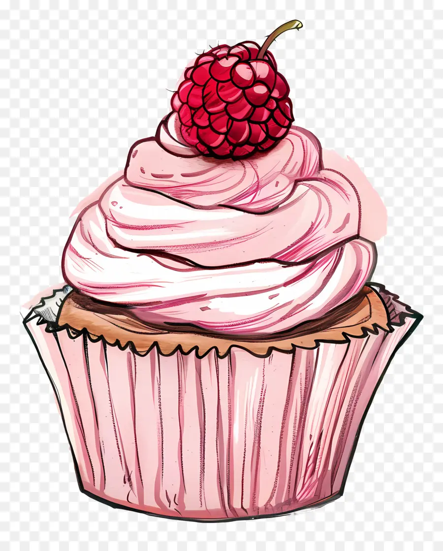 Bolinho De Framboesa，Cupcake Com Framboesa PNG