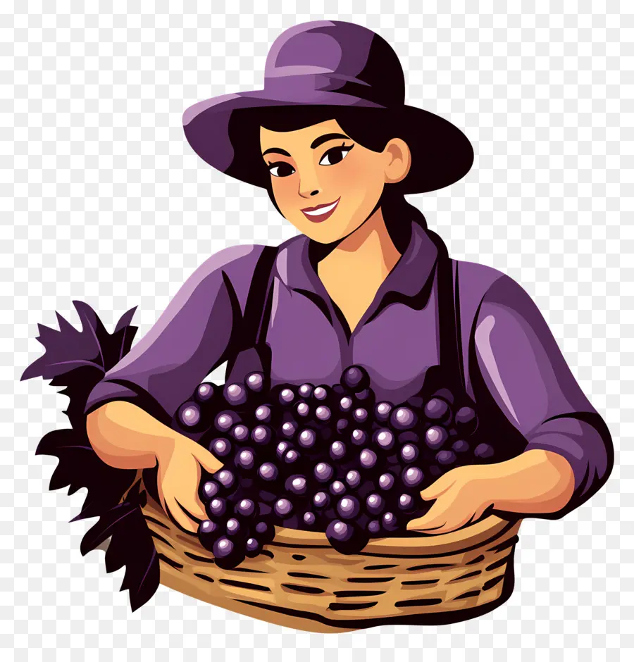 Colheita De Uvas，Cesta De Uvas PNG