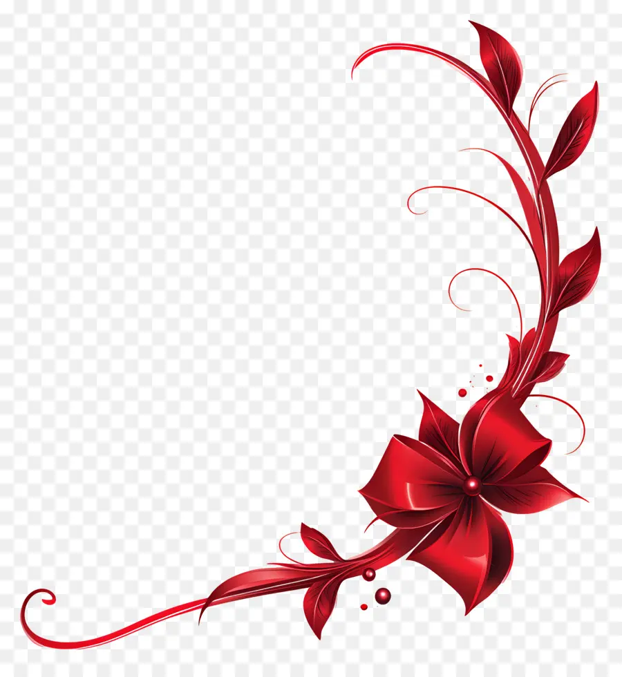 Canto Da Fita，Canto Floral Vermelho PNG