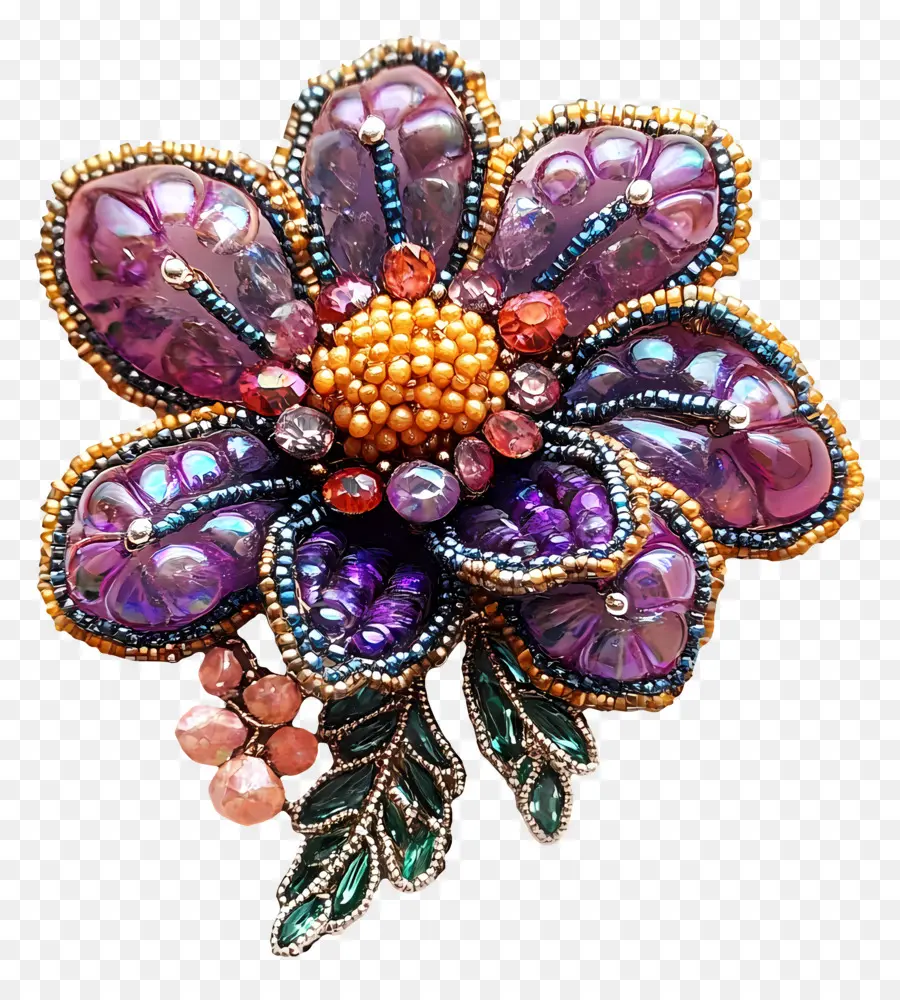 Broche，Flor Roxa Frisada PNG