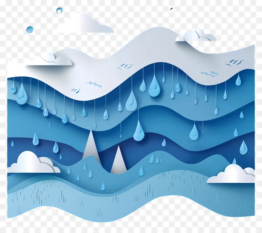 Paisagem De Chuva，Paisagem Chuvosa Azul PNG