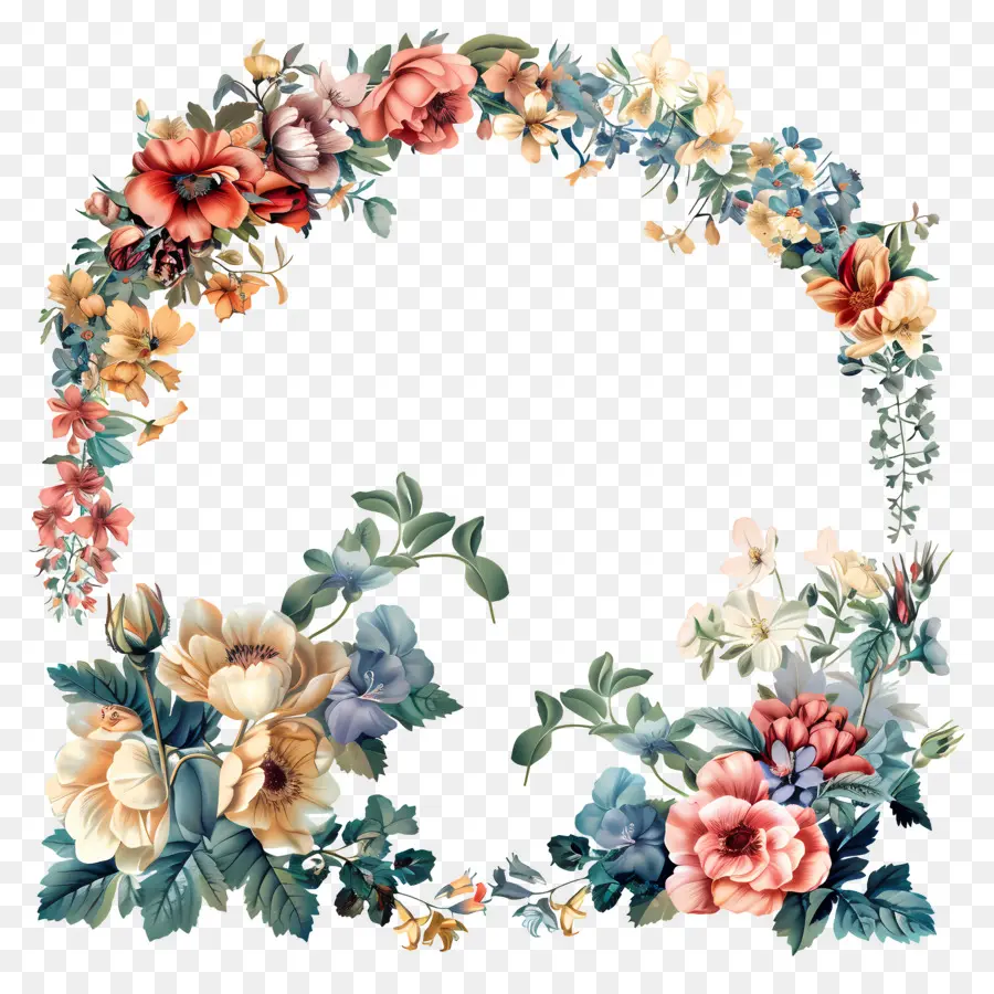 Arco De Flores，Moldura Floral PNG