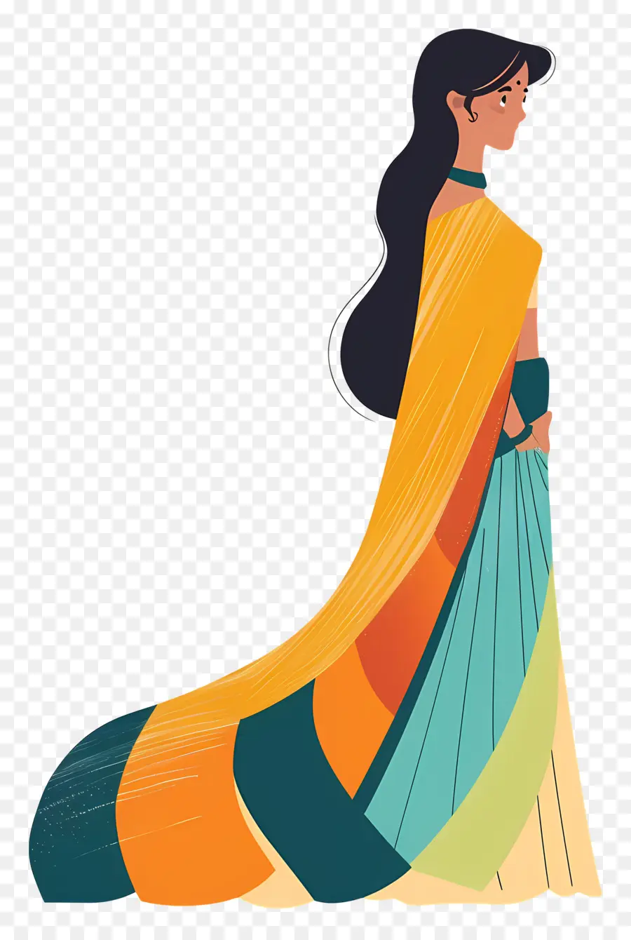 Mulher Em Saree，Mulher Em Traje Tradicional PNG