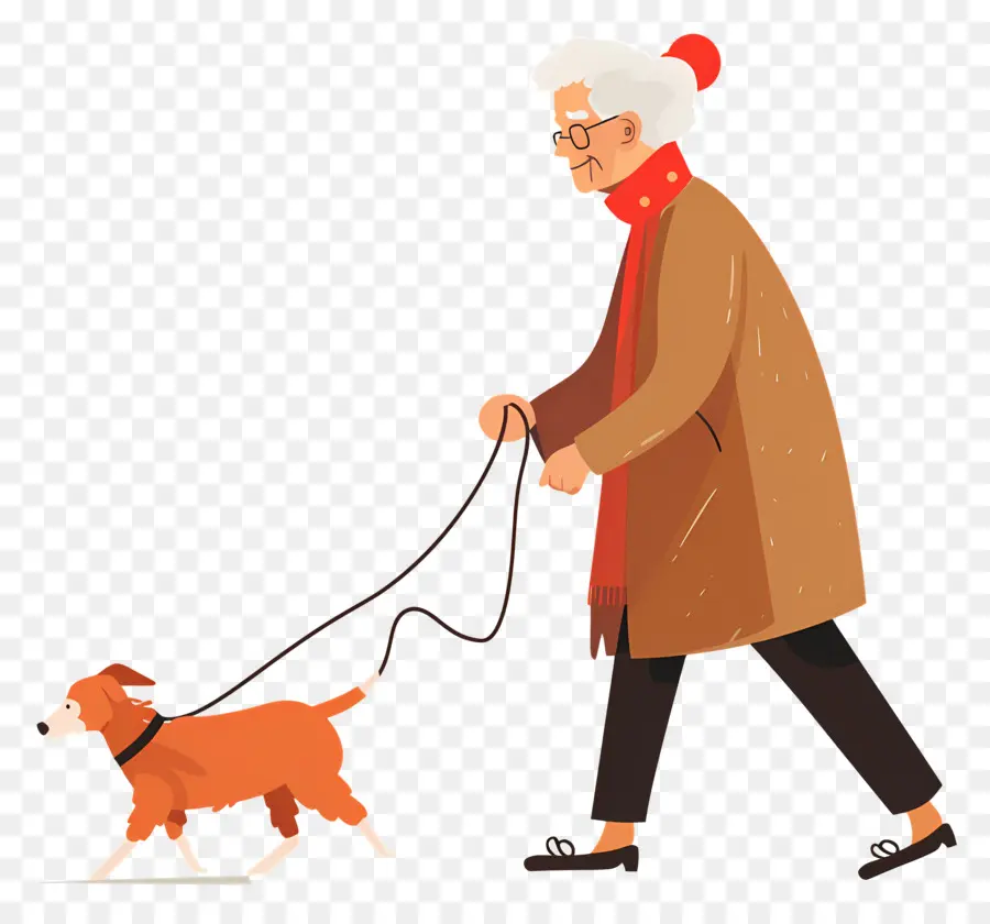 Mulher Idosa Passeando Com Cachorro，Idoso Passeando Com Cachorro PNG