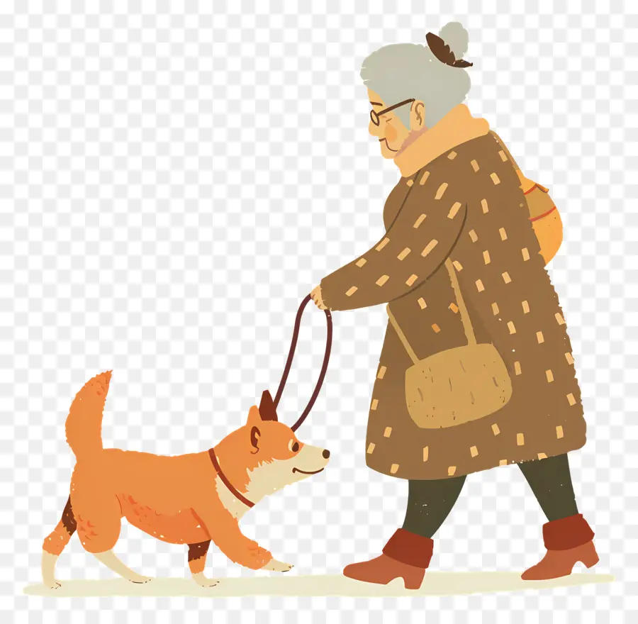 Mulher Idosa Passeando Com Cachorro，Idoso Passeando Com Cachorro PNG