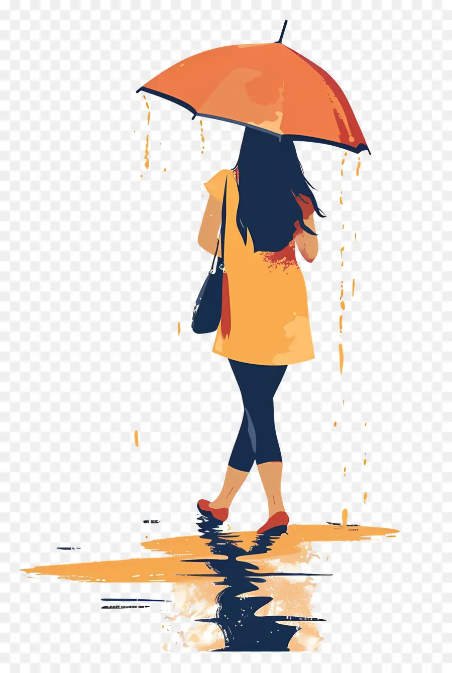 Mulher Na Chuva，Mulher Com Guarda Chuva PNG