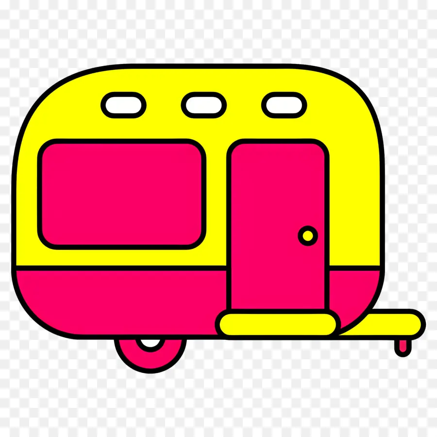 Carro De Acampamento，Trailer Amarelo E Rosa PNG