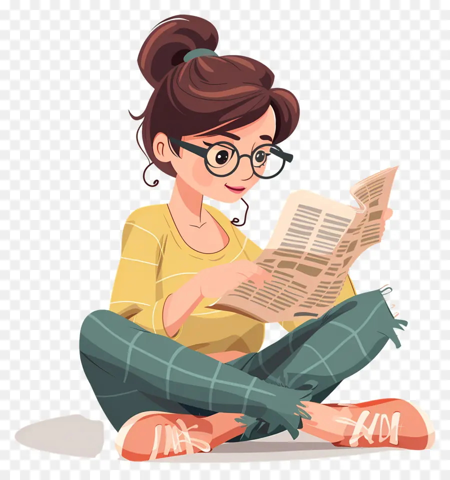 Menina Lendo Jornal，Mulher Lendo PNG