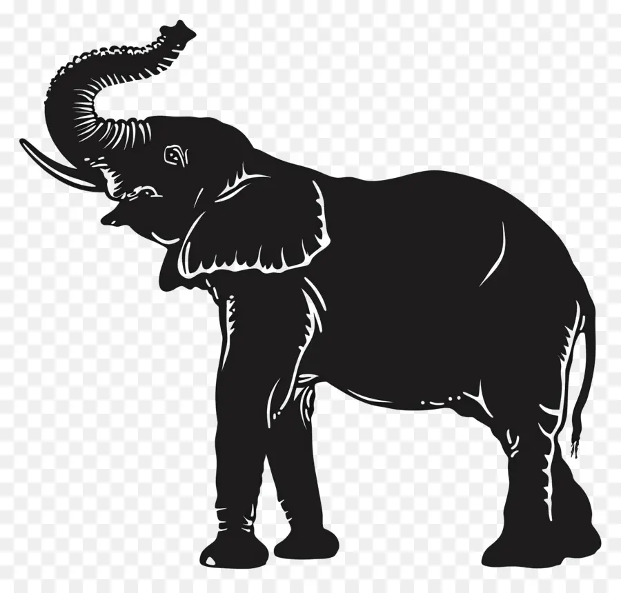 Silhueta De Tromba De Elefante Levantada，Silhueta De Elefante PNG