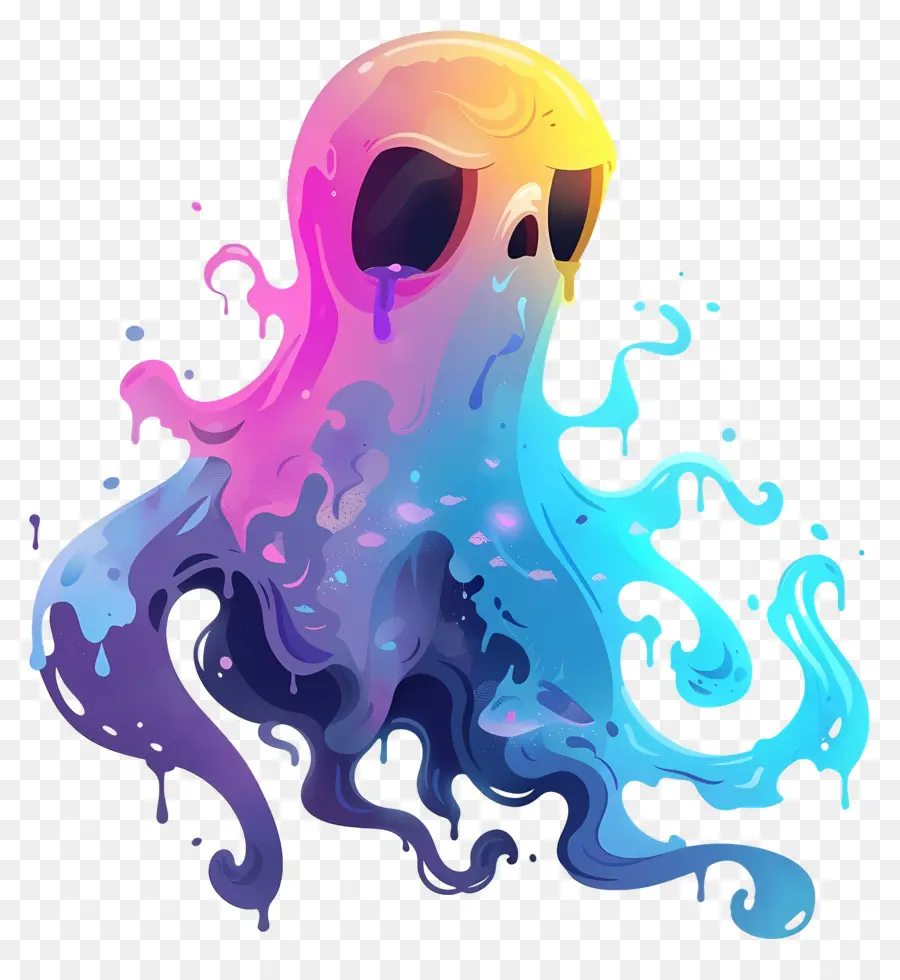 Fantasma Assustador，Fantasma Colorido PNG