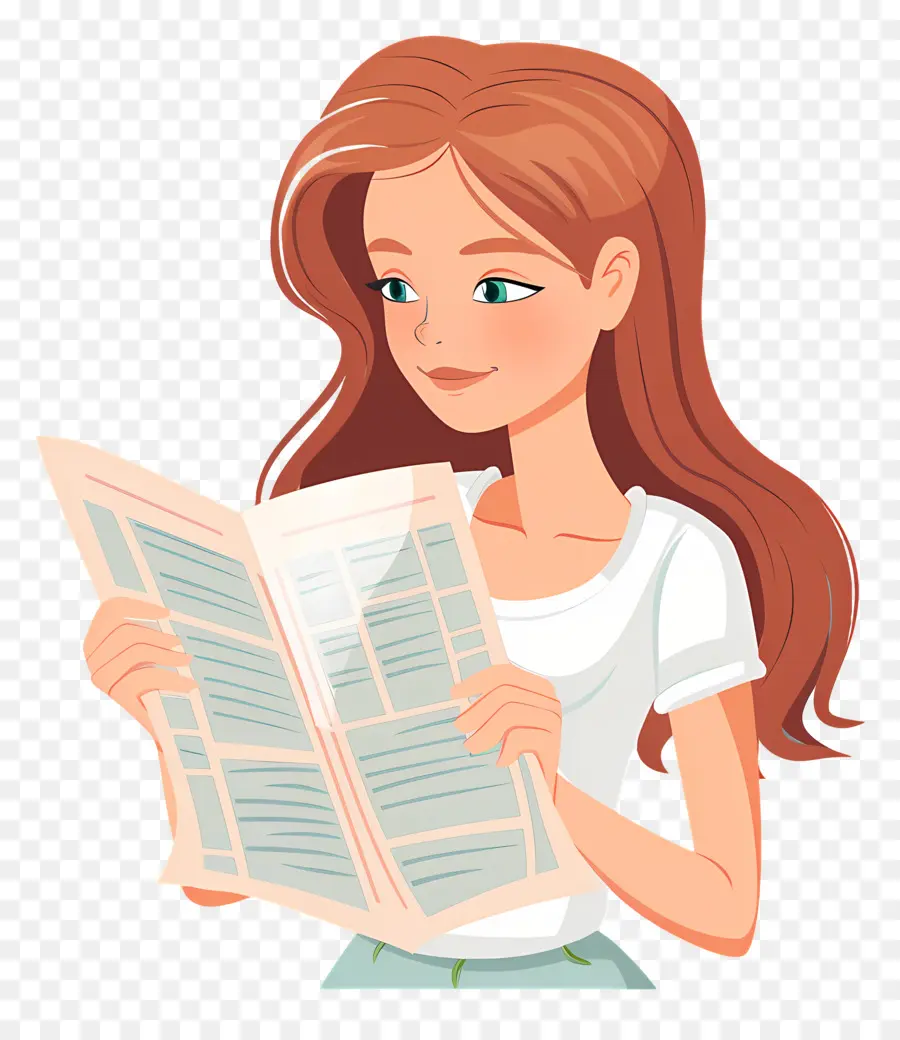 Menina Lendo Jornal，Jornal PNG