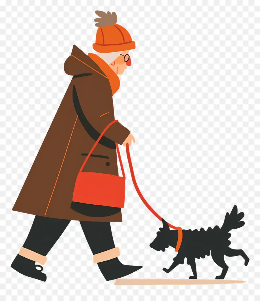 Mulher Idosa Passeando Com Cachorro，Mulher Passeando Com Cachorro PNG