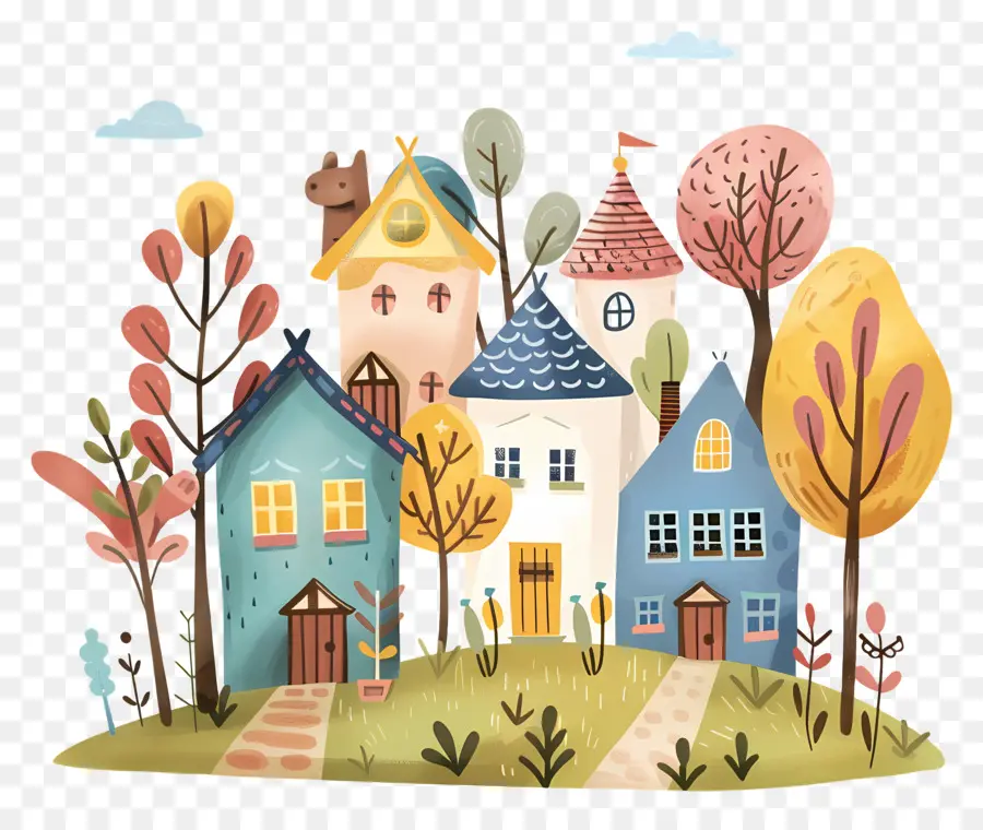 Casas De Campo，Casa Fofa De Doodle PNG