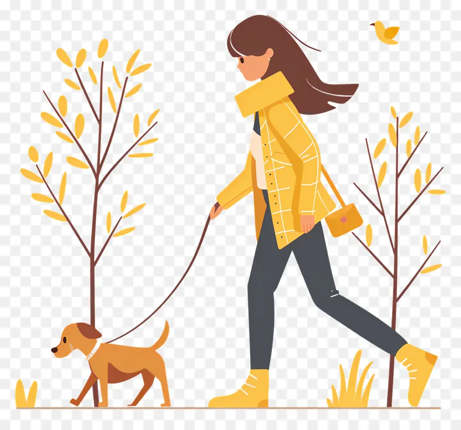 Mulher Passeando Com Cachorro，Parque PNG