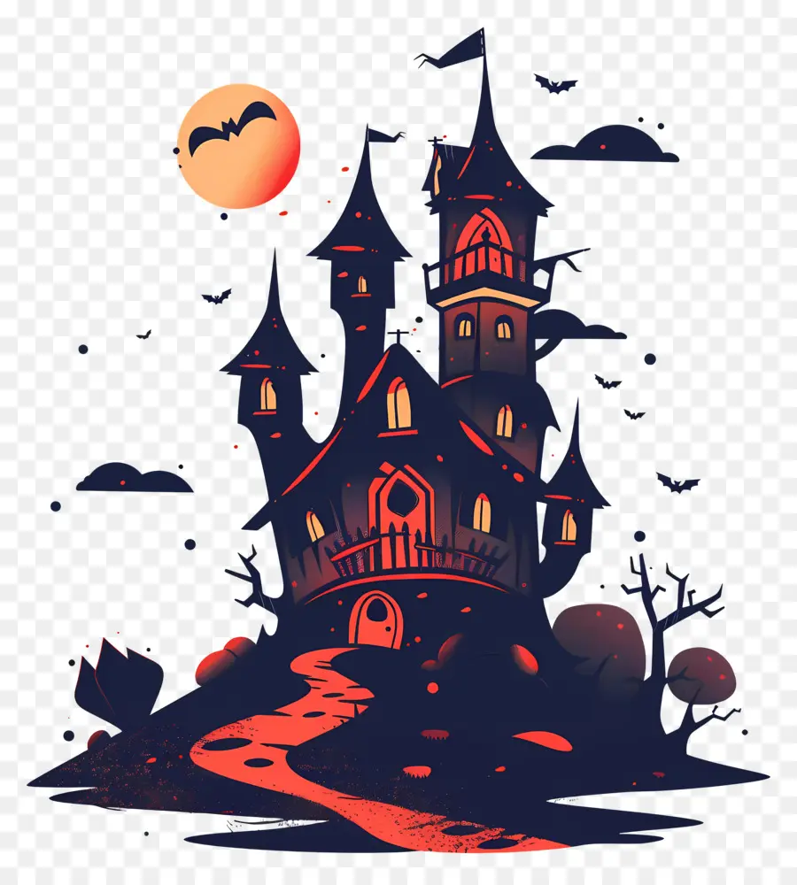 Castelo Assustador De Halloween，Casa Assombrada PNG