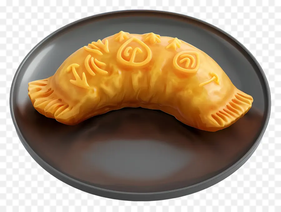 Caril Folhado，Empanada No Prato PNG