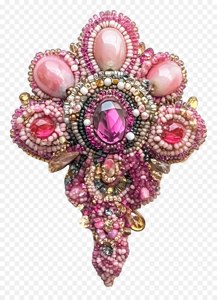 Broche，Broche De Miçangas Rosa PNG