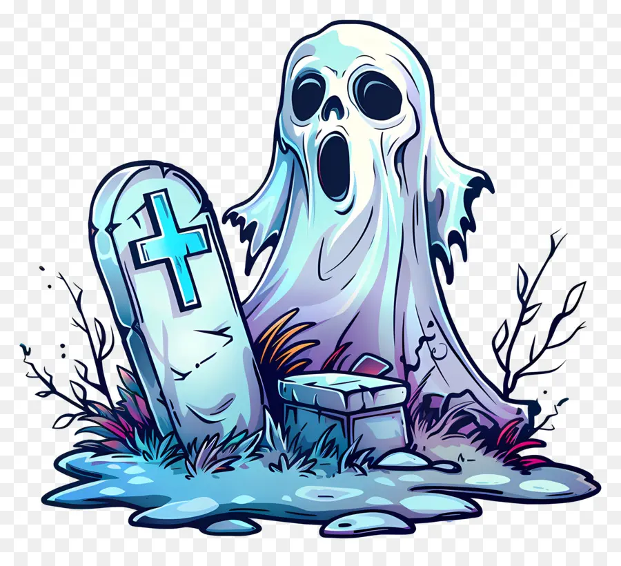 Lápide Fantasma De Halloween，Fantasma PNG