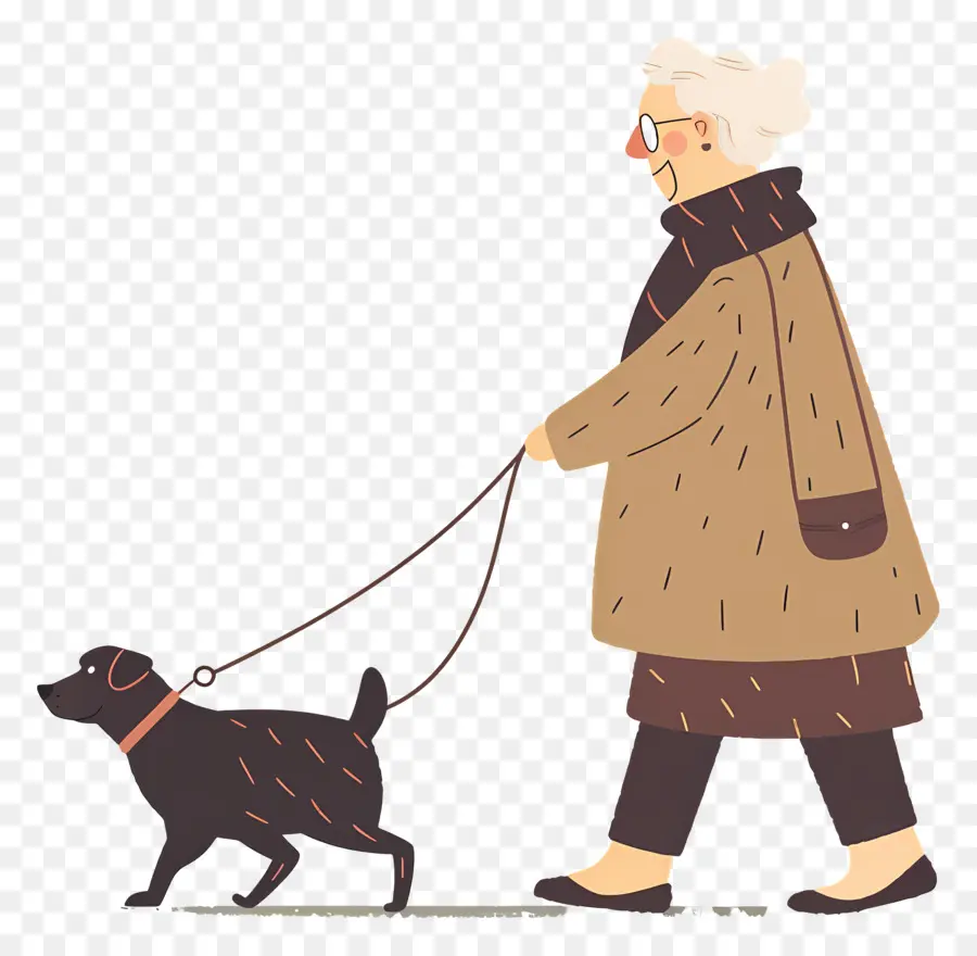 Mulher Idosa Passeando Com Cachorro，Velha PNG