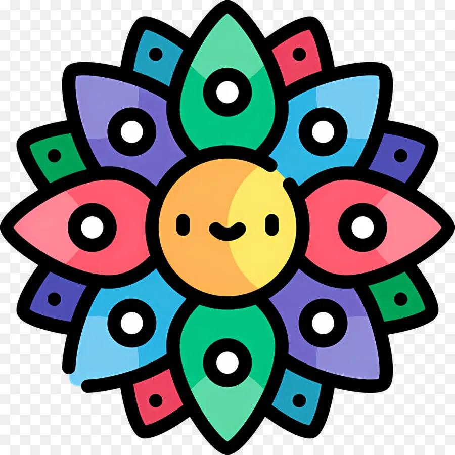 Mandala，Flor Colorida PNG