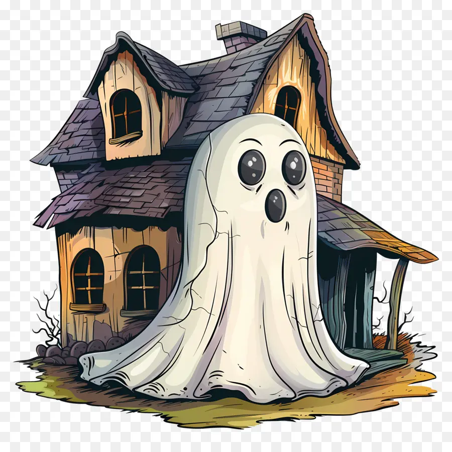 Fantasma De Halloween，Casa Assombrada PNG