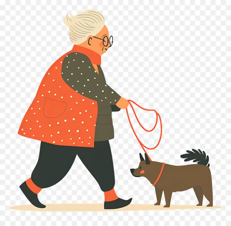 Mulher Idosa Passeando Com Cachorro，Velha PNG