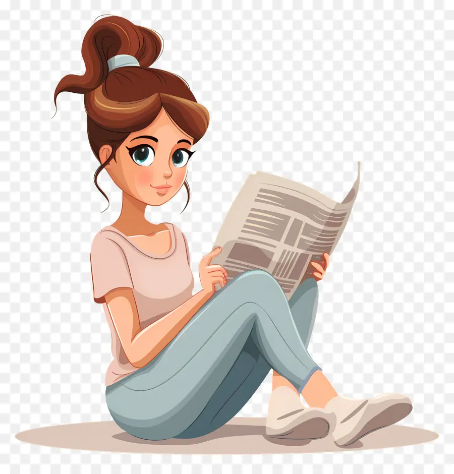 Menina Lendo Jornal，Jornal PNG