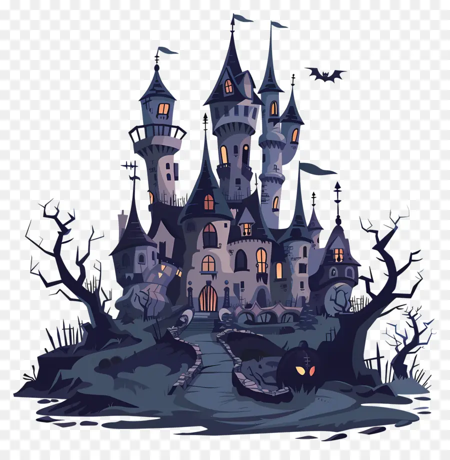 Castelo Assustador De Halloween，Casa Assombrada PNG