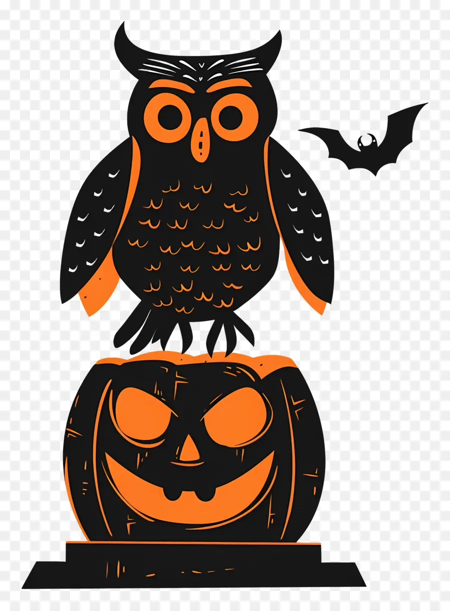 Coruja De Halloween，Coruja E Abóbora PNG