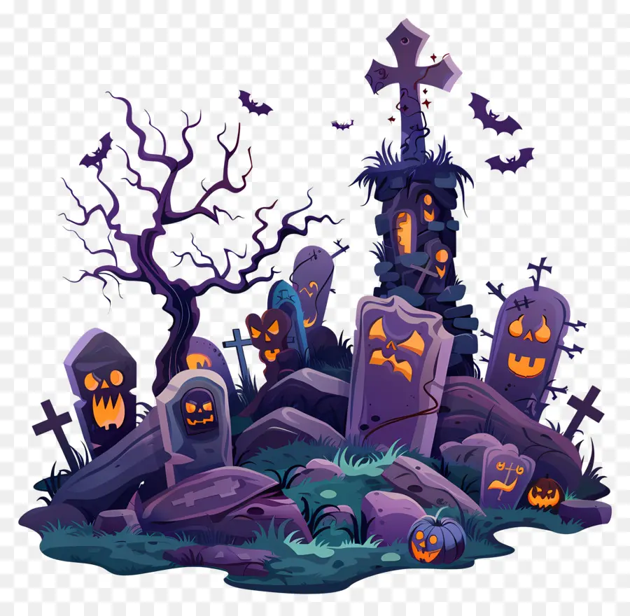 Cemitério De Halloween，Cemitério Assombrado PNG