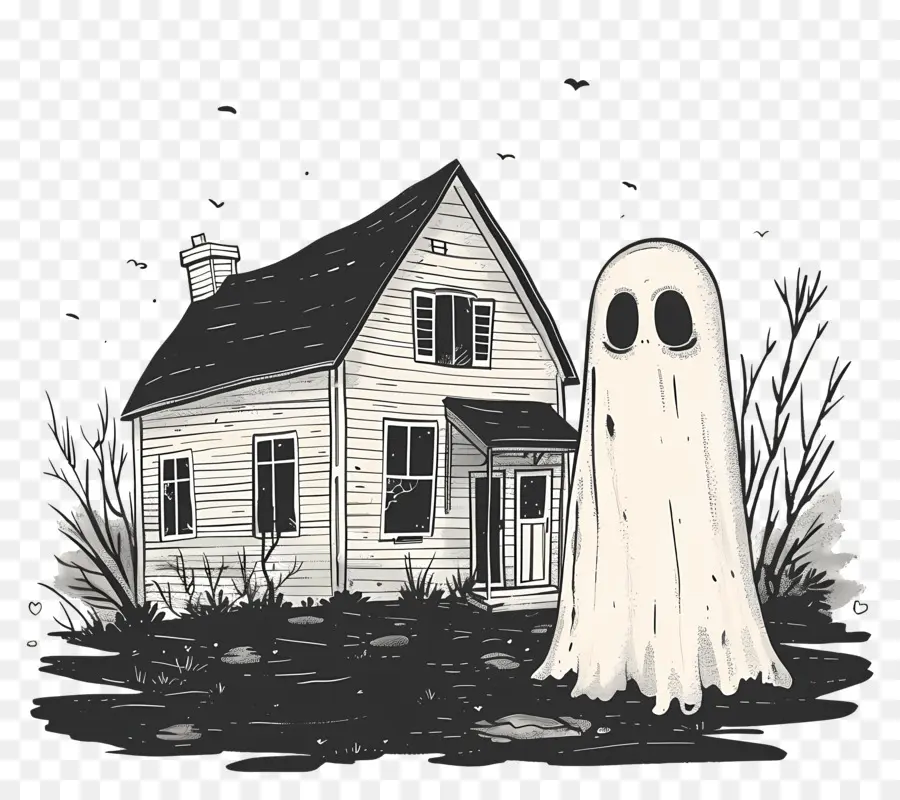 Fantasma De Halloween，Casa Assombrada PNG