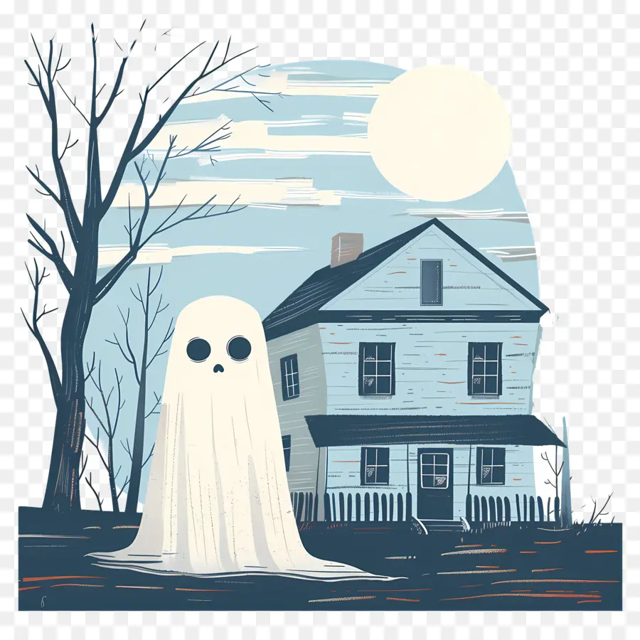 Fantasma De Halloween，Fantasma E Casa PNG