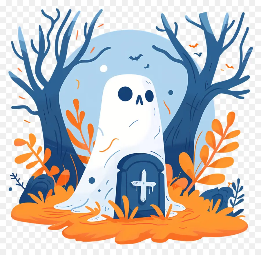 Lápide Fantasma De Halloween，Fantasma PNG