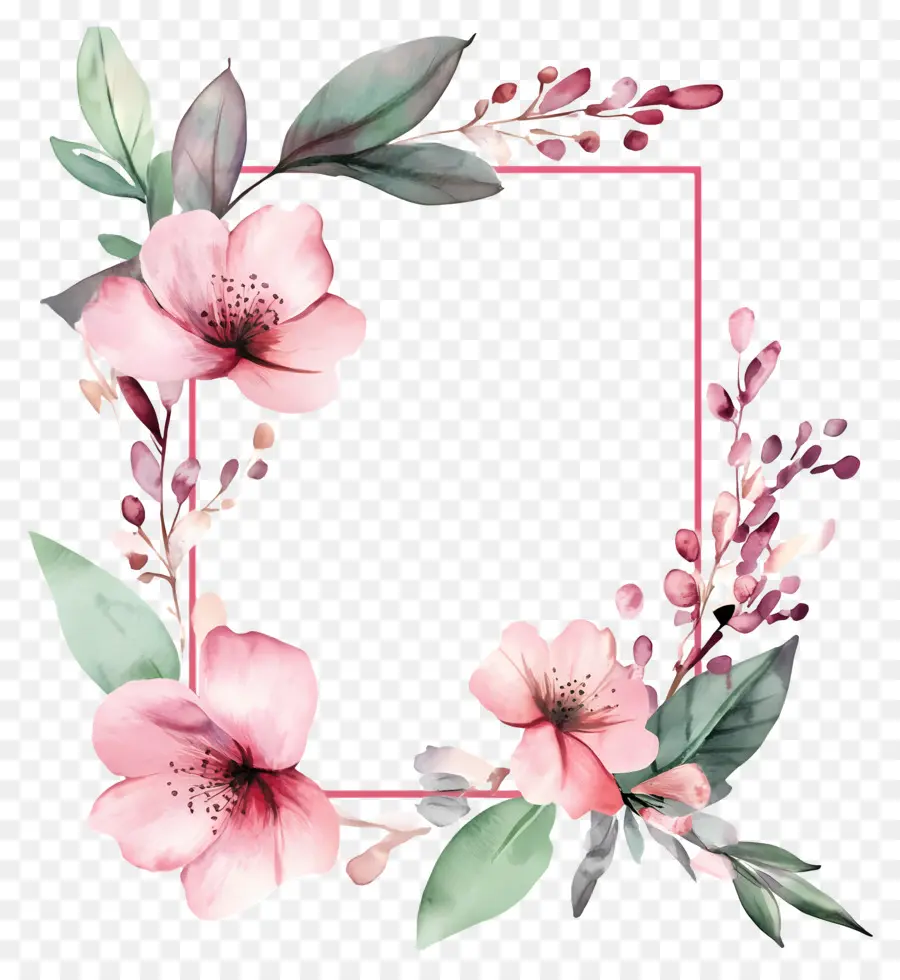 Moldura Simples Rosa，Moldura Floral PNG