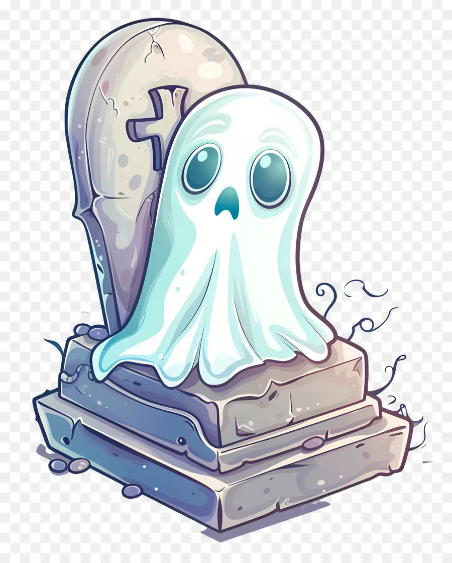 Lápide Fantasma De Halloween，Fantasma Fofo PNG