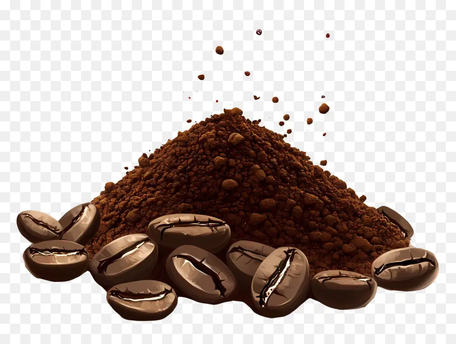 Café Em Pó，Grãos De Café E Café Moído PNG