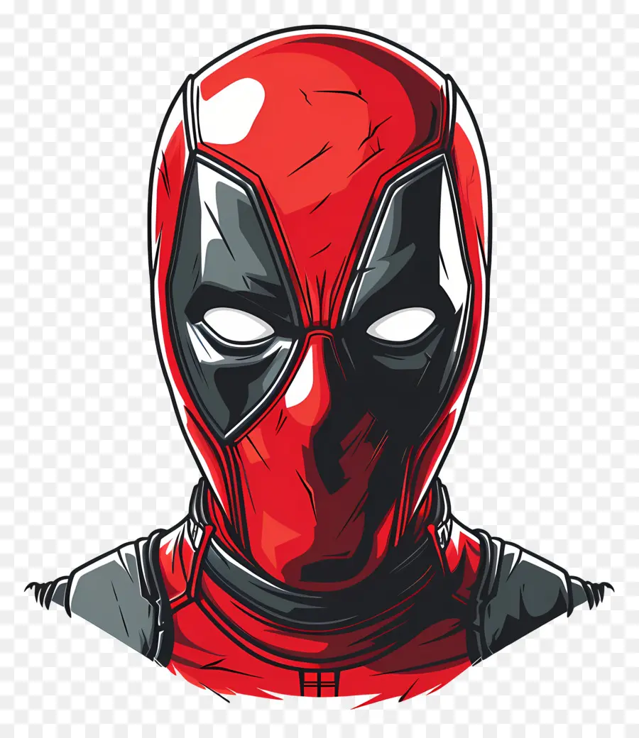 Cara De Deadpool De Desenho Animado，Máscara Vermelha E Preta PNG